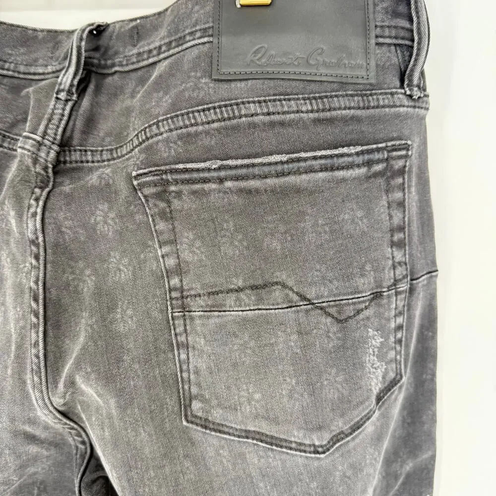 Robert Graham Jeans Men's Pants Black Dark Wash Straight Leg; Stone Washed 32
